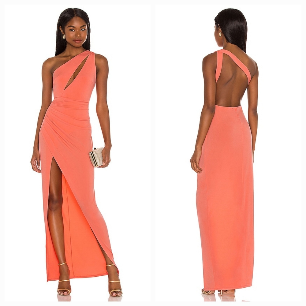Michael Costello x REVOLE Parker Maxi Dress in Coral